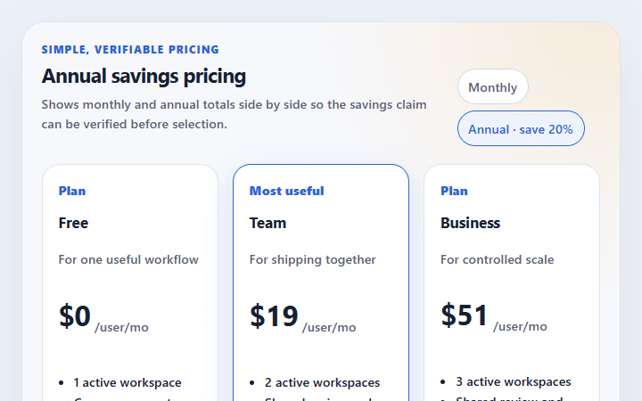 Preview of Annual savings pricing