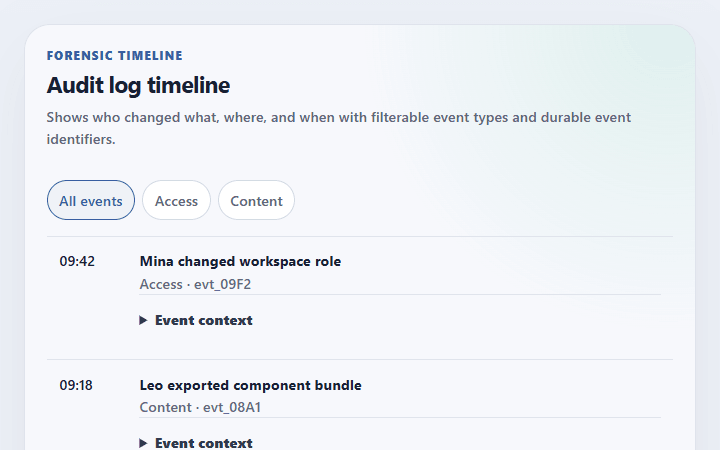 Preview of Audit log timeline