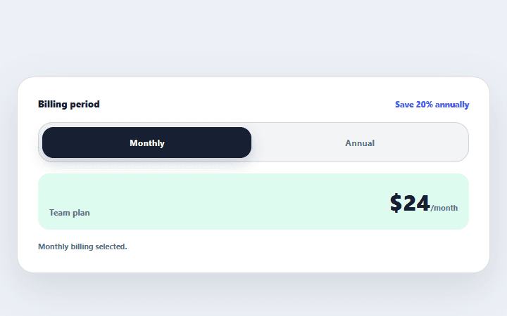 Preview of Billing period toggle