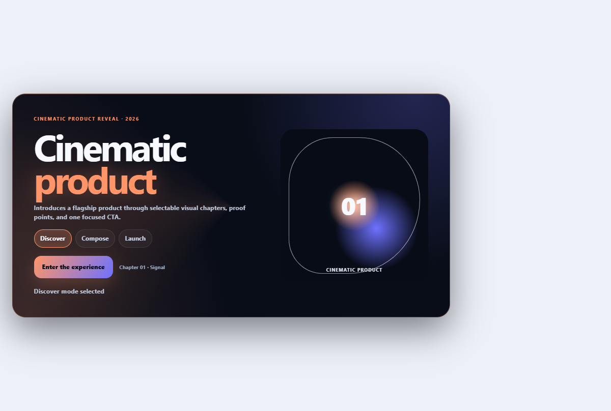 Preview of Cinematic product hero