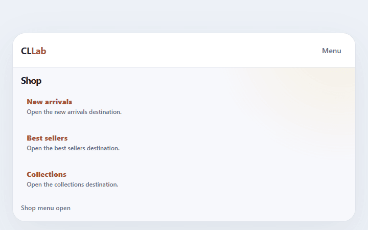 Preview of Commerce category nav