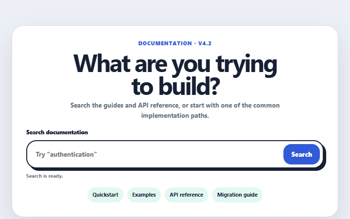 Preview of Documentation search hero