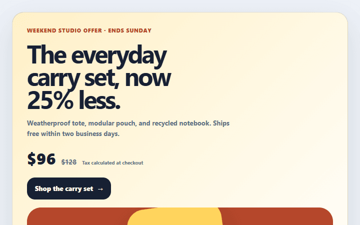 Preview of Ecommerce promotion hero
