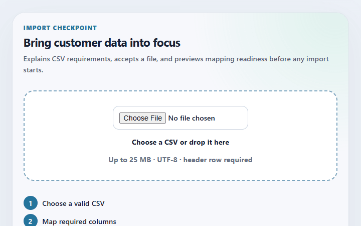 Preview of Import data dropzone