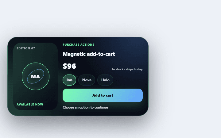 Preview of Magnetic add-to-cart control