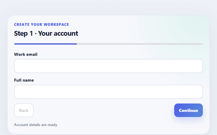 Preview of Multi-step signup form