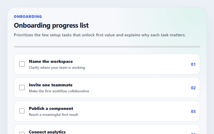 Preview of Onboarding progress list