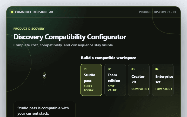 Preview of Compatibility Configurator · Product discovery