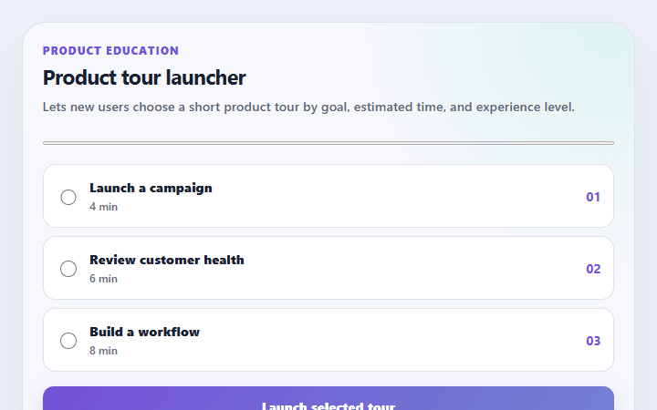 Preview of Product tour launcher