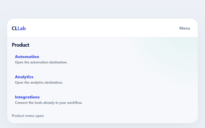 Preview of SaaS mega menu