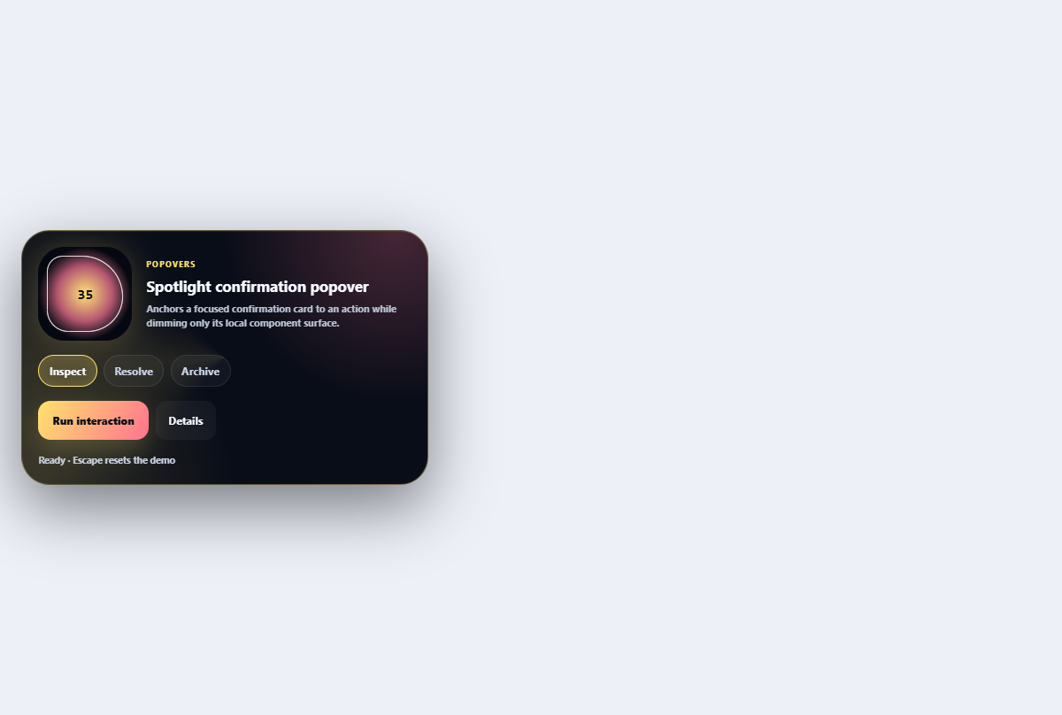 Preview of Spotlight confirmation popover