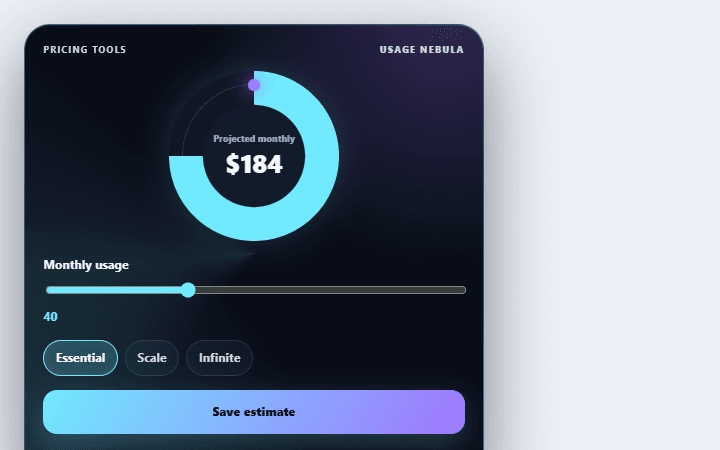 Preview of Usage price simulator