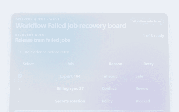 Preview of Workflow Failed job recovery board